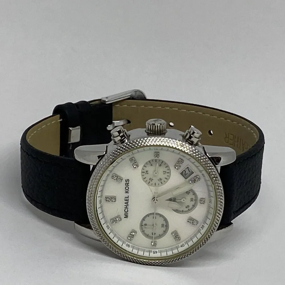 Michael Kors Ritz MK5020 Women's Black Leather Analog Dial Quartz Watch EY118 - Picture 7 of 12